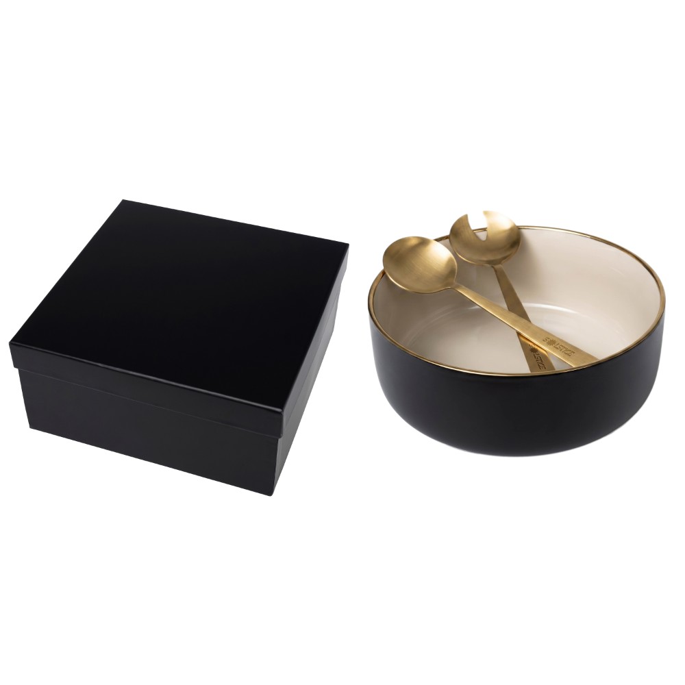 Ensemble de saladier et ustensiles de service en porcelaine SOLSTICE 3 L